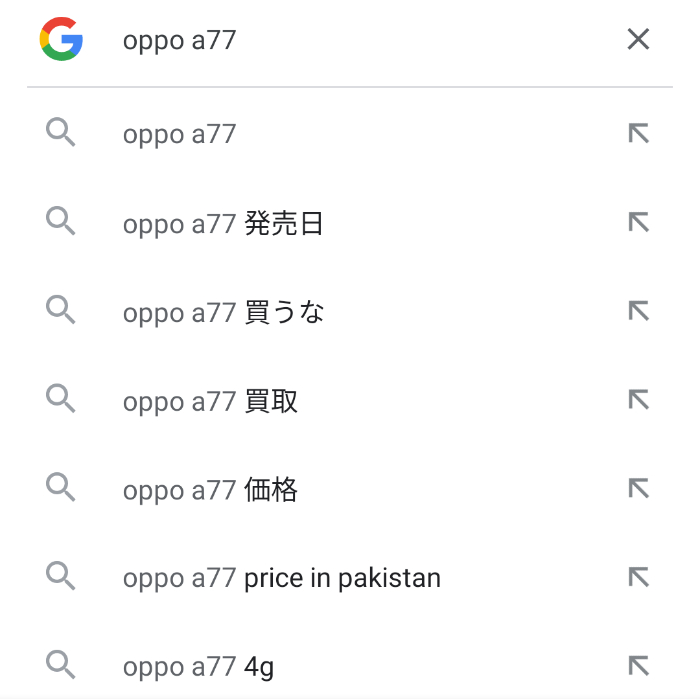 OPPO A77の検索キーワード