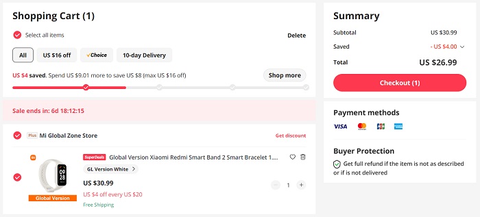 Redmi Smart Band 2の328セール価格