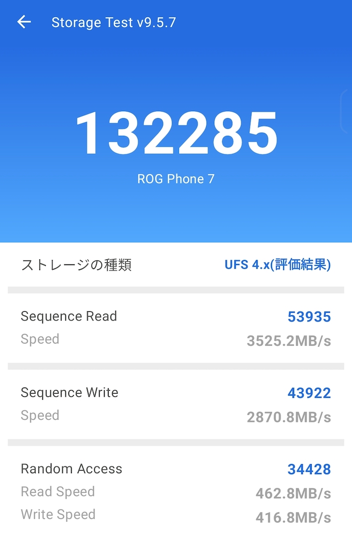 ROG Phone 7のストレージ速度