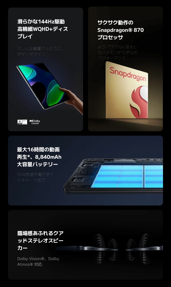 Xiaomi Pad 6のスペック